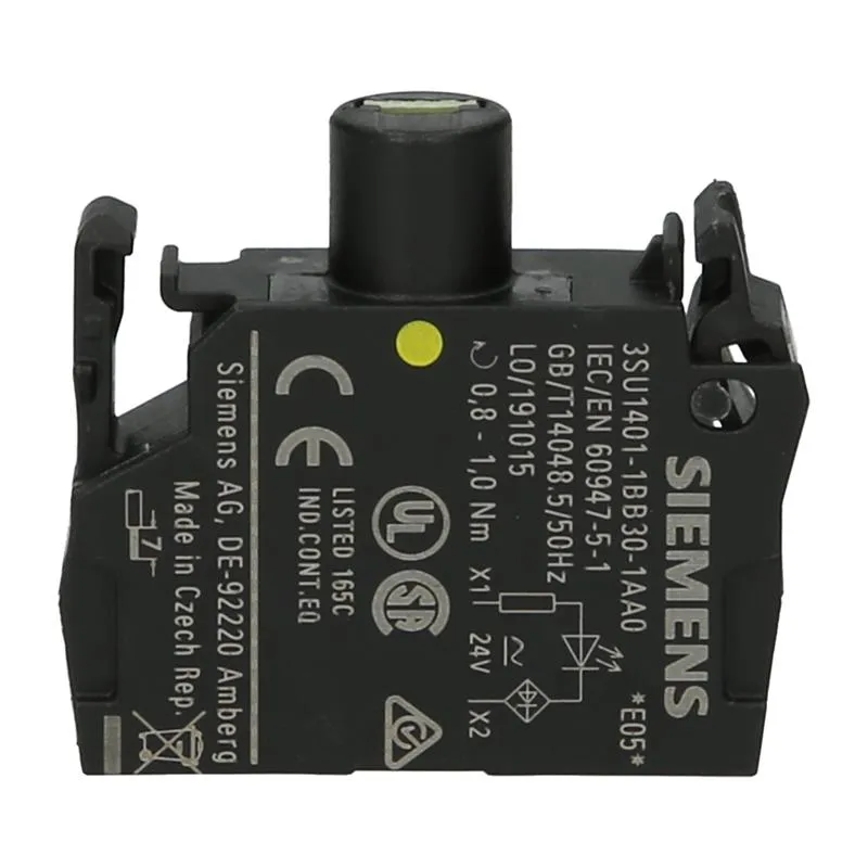 Bloque de luces Siemens 3SU1401-1BB30-1AA0, LED, Amarillo, 24 V ac / dc, terminal Roscado
