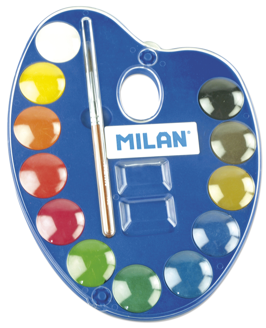 PALETA DE ACUARELAS MILAN CON 12 PASTILLAS Y UN PINCEL