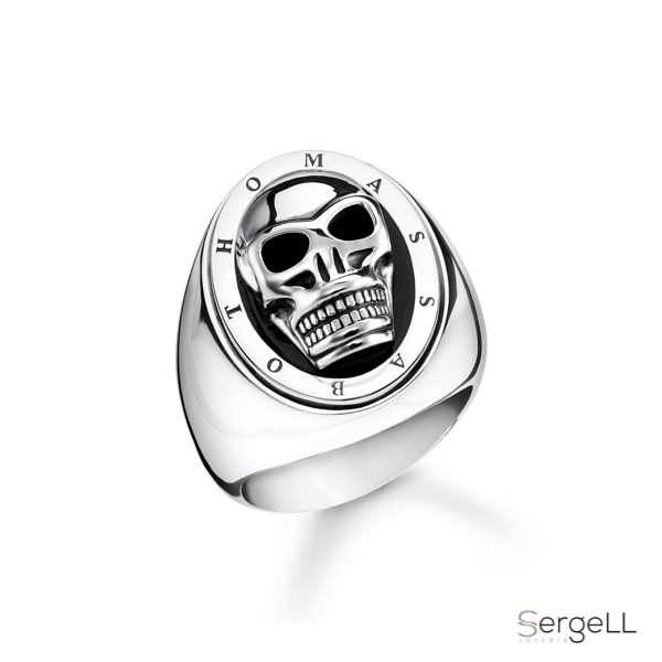 Anillo sello hombre Oval con calavera de plata 925 Thomas Sabo