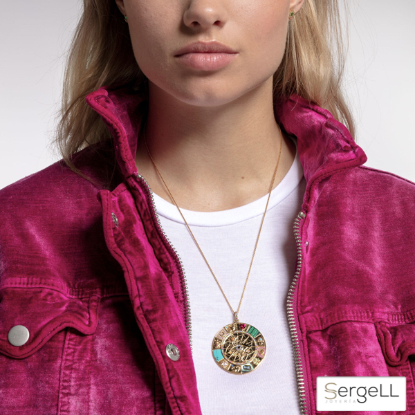 Colgante amuleto de plata con baño de oro con ojo Thomas Sabo - Imagen 2