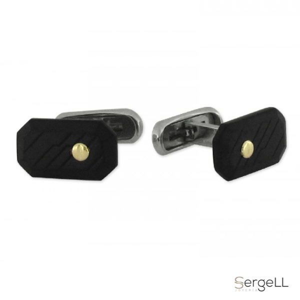 Gemelos para camisa de acero con broche de oro