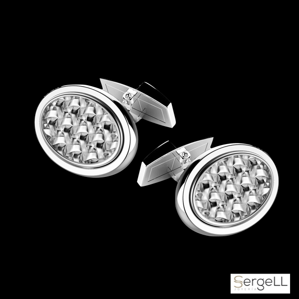 Gemelos hombre de plata para camisa con relieves modernos Zancan - Imagen 4