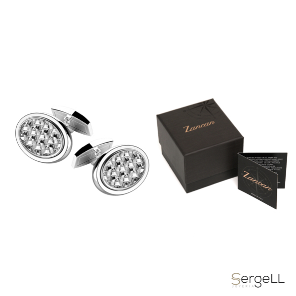 Gemelos hombre de plata para camisa con relieves modernos Zancan - Imagen 3