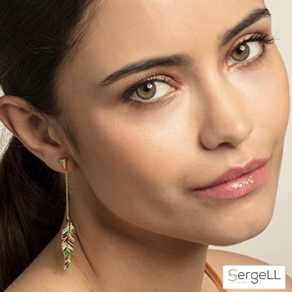 Pendientes pluma Thomas Sabo de plata con baño oro - Imagen 2