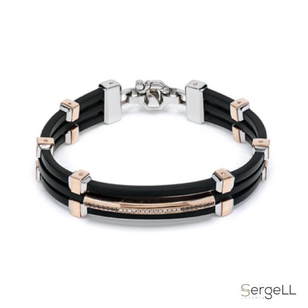 Pulseras de caucho y oro para hombre