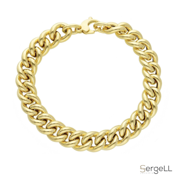 Pulsera de oro mujer 18k cubana eslabones 1 cm ancho Moisa - Imagen 2