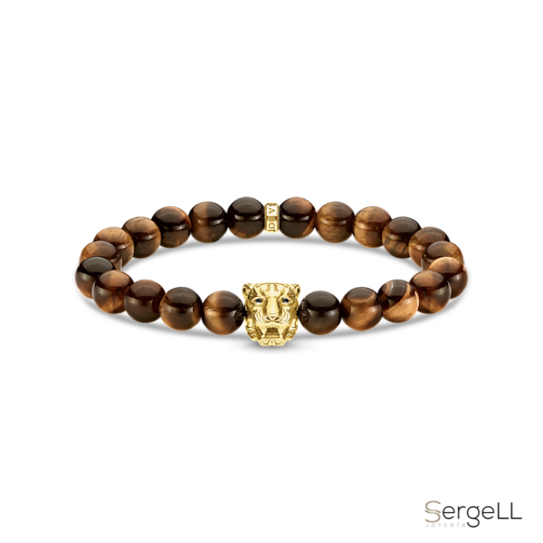Pulsera hombre talismán con Tigre de plata y baño Oro 18k Thomas Sabo