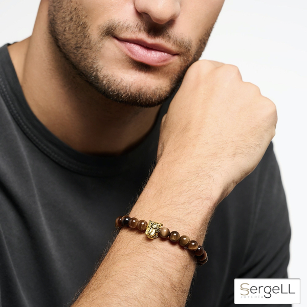 Pulsera hombre talismán con Tigre de plata y baño Oro 18k Thomas Sabo - Imagen 2